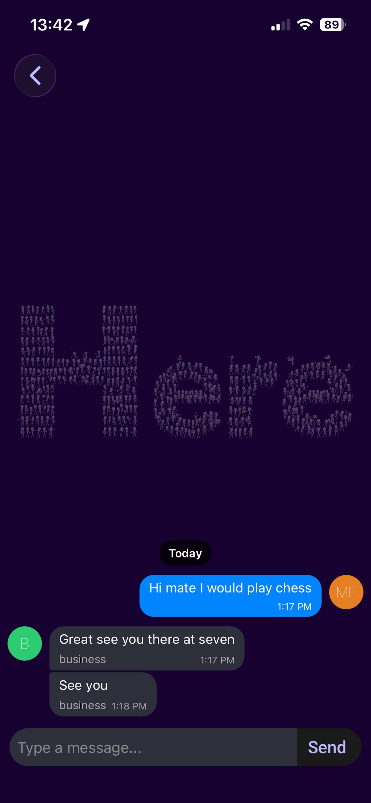 Messages screen