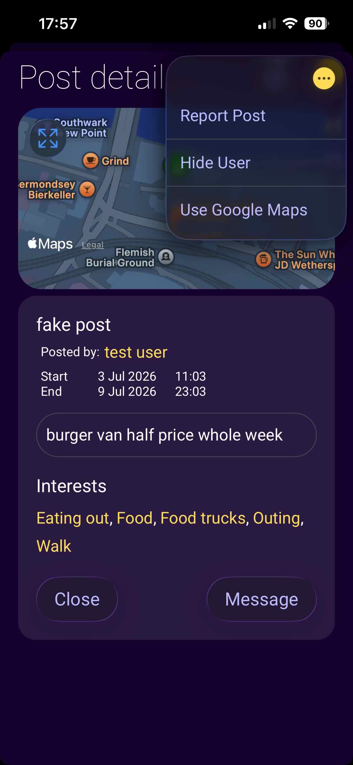 Post Detail screen